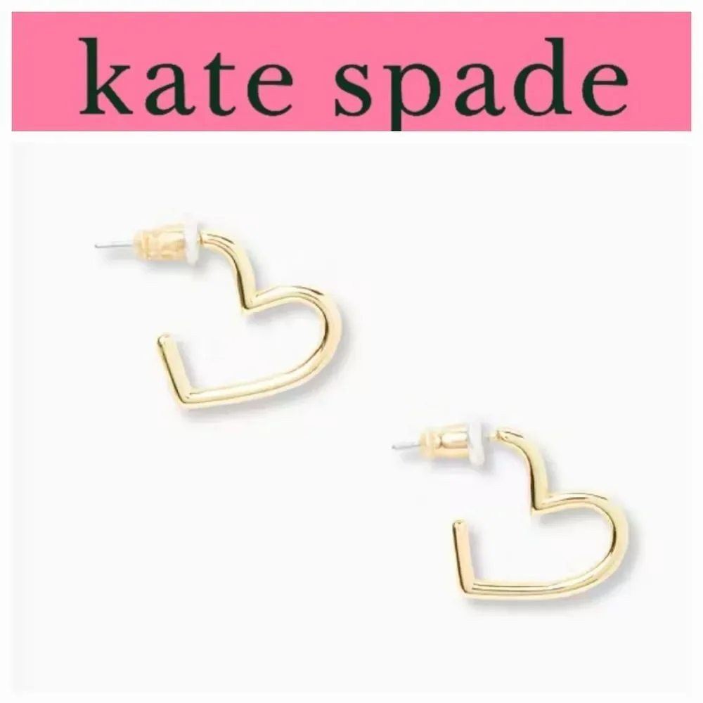 Kate Spade Heart-Shaped Huggie Earrings- Gold